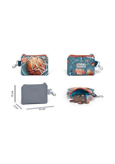 Coral High Nefti Turuncu Basketbol Bozuk Para Cüzdanı - Erkek Çocuk Çok Renkli