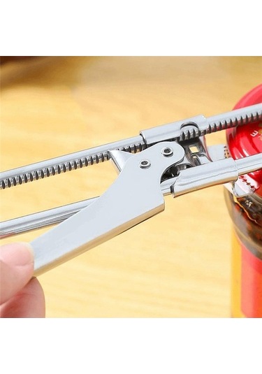 Moly Zayıf Eller İçin Gümüş Paslanmaz Çelik Şişe Açacağı Döner Açık Kapak, Manuel Sökme Pense Gümüş