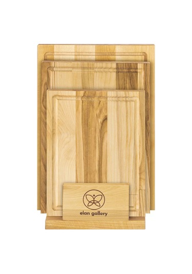 Elan Gallery Kesme Tahtası 3 Adet, Standlı 234251396 Kahverengi