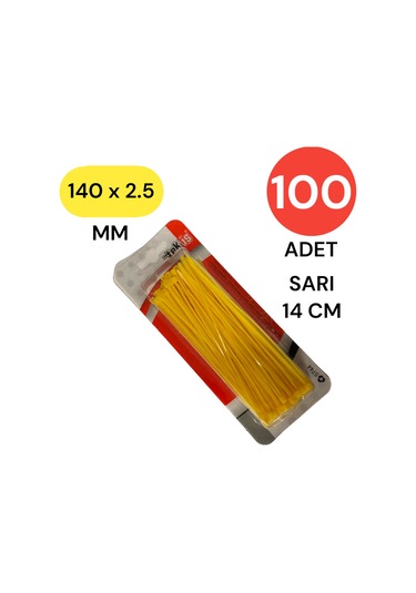 Tek-iş Plastik Kablo Bağı Klipsi Cırt Kelepçe 140 Mm X 2.5 Mm Sarı 100 Adet