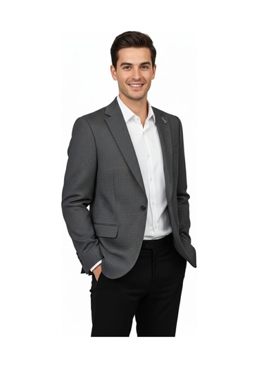 Erkek Tek Spor Ceket Çift Yırtmaçlı Bgl-st04982 Füme