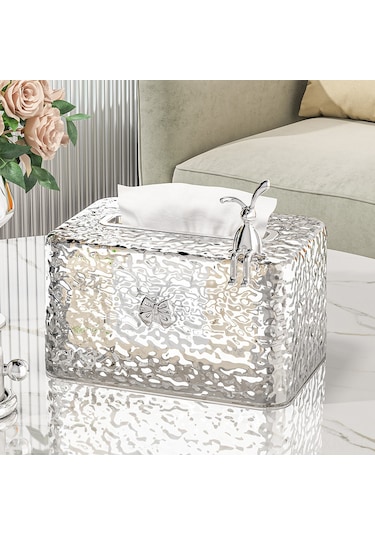 Kosona Ev Ofis Masaüstü Buz Desenli Şeffaf Plastik Mendil Kutusu - Tavşan Desenli, Dayanıklı, Kolay Erişimli Saklama Kutusu