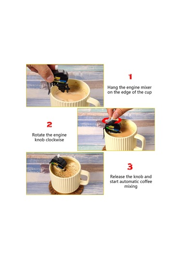 Tekne Motoru Kahve Karıştırıcısı, Kahve Yapmak İçin İyice Karıştırın Siyah