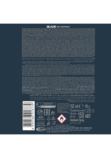 Blade Cool Fresh + Green + Marine + Self Erkek Sprey Deodorant 4 x 150 ML