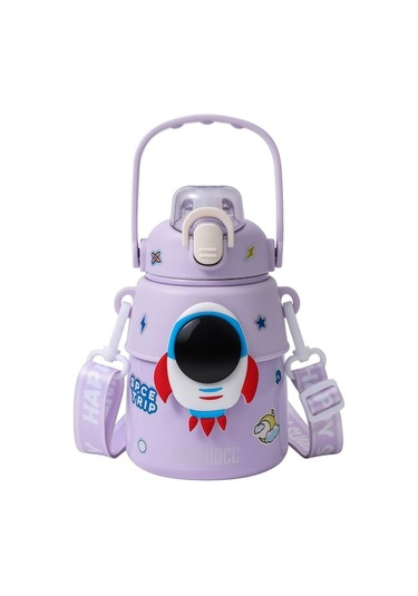 Novahub Yalıtımlı Su Roket Pipet Paslanmaz Ördek Öğrenci Mor Mor Karikatür Kapasiteli Gagası Çocuk Çelik Büyük Bardağı 316 Nh Mor