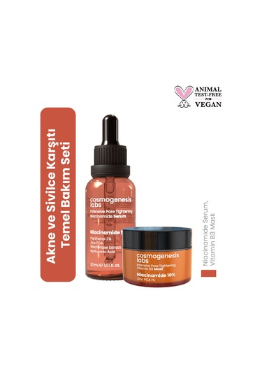 Cosmogenesis Labs Akne ve Sivilce Karşıtı Temel Cilt Bakım Seti Vegan
