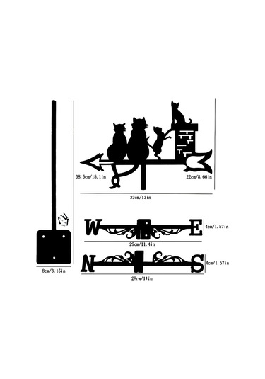 Homyl Cat Metal Rüzgar Gülü Vintage Yönü Göstergesi Veranda