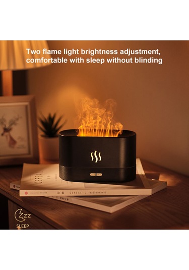 Ruicoo Siyah Ev Ofis Kullanıma Uygun Simülasyon Alevli Aromaterapi Makinesi - Nemlendirici Ve Ambiyans Lambası 701 Modeli