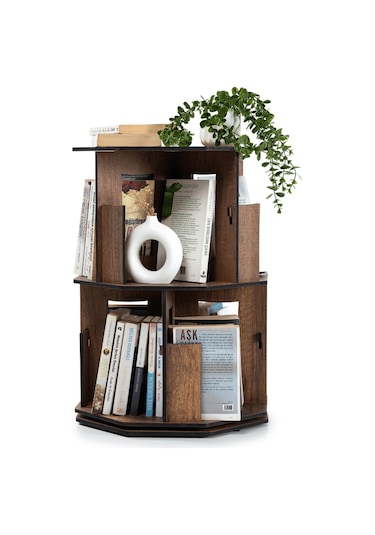 Dk20-vigowood Döner Kitaplık - 2 Kat / Ceviz Ceviz