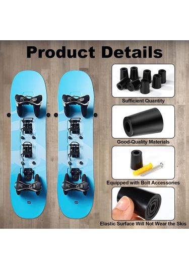 Homyl 8 Parça Dikey Kayak Askısı Snowboard Düzenleyici Siyah