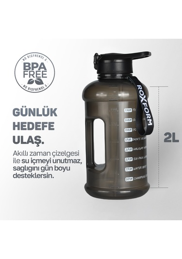 Roxform 2200 Ml Lacivert Siyah Premium Suluk Matara Bpa & Bps İçermez, Kılıflı Ve Sızdırmaz Siyah, Lacivert Kılıf
