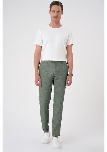 Efor Comfort Fit Kırçıllı Beli Lastikli Yeşil Jogger Pantolon P 1176 Yeşil