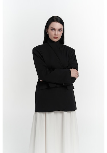 Mai Studios Co. Volda Yaka Detay Siyah Blazer Siyah