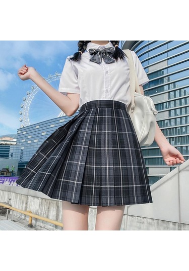 3 Adet Kadın Anime Okul Üniforması Seti Yaz Jk Kısa Gömlek Ceket Etekler Takım Elbise Siyah