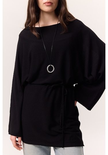 Triko Kuşaklı Tunik Siyah Siyah