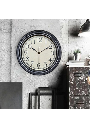 Homyl Antika Tarzı Yuvarlak Duvar Saati Banyo Yurt Dekorları 12 Antika Sarısı