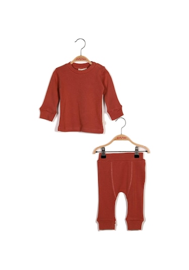Gots Sertifikalı %100 Organik Pamuk İkili Takım 0 - 4 Yaş - 5548 - Kiremit