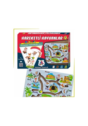 Ankebut Hareketli Hayvanlar Ve Besinleri Beyaz İngilizce İlk Kelimelerim Yapboz Oyunu