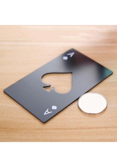 2 Adet Paslanmaz Çelik Şişe Bira Açacağı Poker Oyun Kartı Maça Soda Şişesi Kapağı Açacağı Siyah