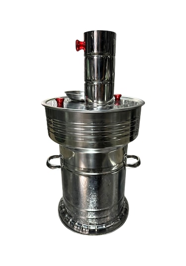Odunlu Çift Musluklu Çelik Semaver 7 Lt -107