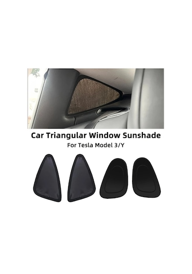 Hightower Tesla Model 3 Arka Cam Güneşlikleri - Üçgen Desenli, Ayarlanabilir Kayışlı