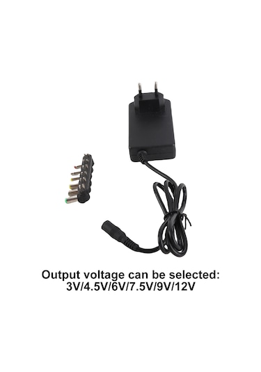 Yaleker 30w 3-12v Ayarlanabilir Gerilimli Güç Adaptörü, 6 Bağlantı Ucu İle 100-240v Avrupa Standartı