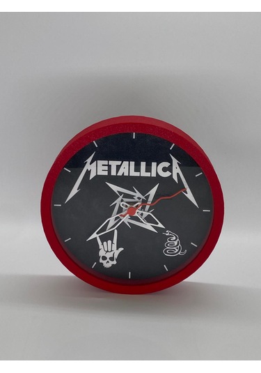 Metallica Temalı, Koyu Gri Kasa, Dekoratif Duvar Saati Siyah
