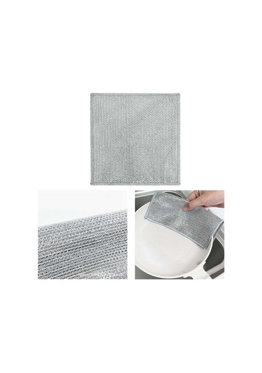 Kangvka Gümüş Tel İki Yönlü Temizlik Bezi - Yağ Tutmayan, Suyu İçeren, Fırça Ve Tabak Temizleyici - 20x20cm 10 Adet