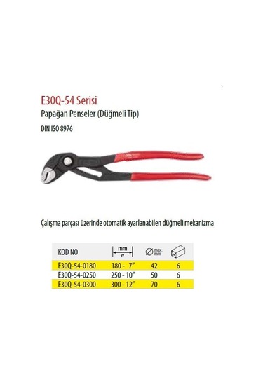 Ceta Form E30Q-54-0180 Papağan Pense Düğmeli -180Mm / 7