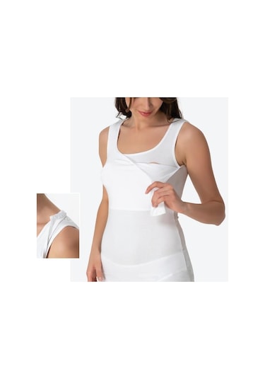 İmer Bayan Modal Geniş Askılı Lohusa Anne Emzirme Atleti 1269 Beyaz