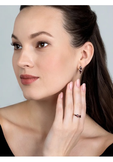 Uvelirnye Tradicii 925 Ayar Gümüşten Doğal Grenat Taşlı Yüzük 222125487 Diğer