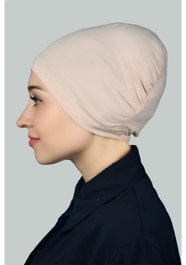 Altobeh Hazır Pratik Geçmeli Lastikli Tesettür Bone - Bej