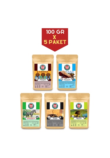 Mare Mosso Afrika Kahveleri Çekirdek Kahve ( Etiyopya, Burundi, Tanzanya,Kenya,Uganda ) 100 G