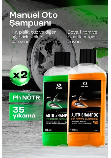 2'li Oto Şampuan Seti 2x1l - Elma Portakal Fırçasız & Parlatıcı