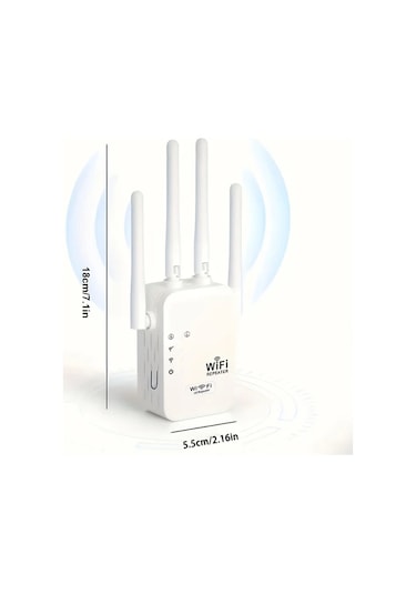Xuweiwei Beyaz Wifi Genisletici Wifi Sinyal Guclendirici Wıfı6 Uyumlu 4 Antenli 11000 Metrekare Kapsama 35 Cihaz Destekli Ethernet Portlu