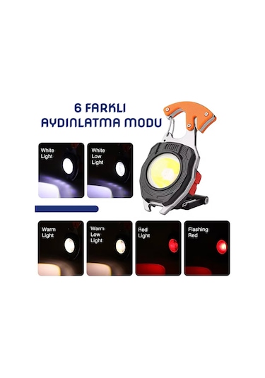 Wison Çok Fonksiyonlu Şarjlı Anahtarlıklı Fener Turuncu Ws-5050 Bakır