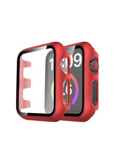 Gld-spt- Newface Apple Uyumlu Watch 38mm Camlı Kasa Ekran Koruyucu - Kırmızı