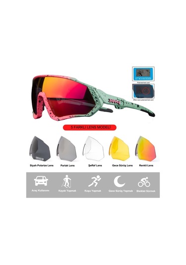 Kapvoe Storm Değişebilir 5 Lens Mtb Polarize Bisiklet Spor Dağ Ka