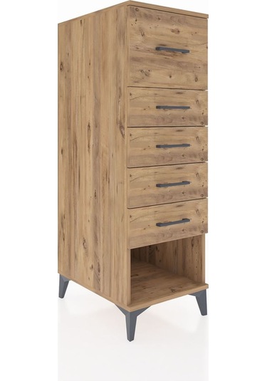 Kronos Dolap 5 Çekmeceli 44x59x134 Çam-çam Çam