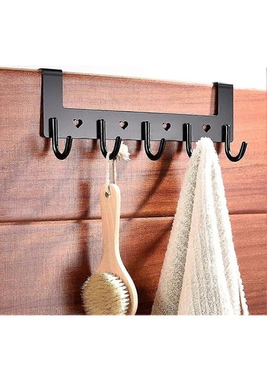 Askılık, Kapı İçin Kanca, Kapı İçin Alüminyum Kanca, Delme Gerektirmez, Paslanmaz Çelik, 5 Kanca, Giysiler, Şapka, Havlu, Şemsiye İçin, Siyah Diğer