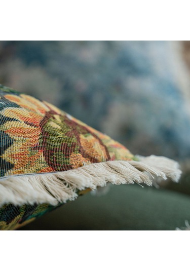 Geeroyoo Amerikan Tarzı Çiçek Desenli Tassel Döşeme Kumaş Yastık Kılıfı - Koltuk, Yatak, Otomobil İçin 45x45 Cm Dolu Olmayan Diğer