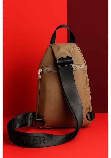 Newish Polo Kadın Krinkıl Kumaş Çapraz Tek Kol Göğüs Ve Omuz Sırt Çantası-crossbody Bag Sütlü Kahve