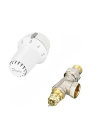 Danfoss Uk Yatay Beyaz Termostatik Radyatör Vanası Gövde+kafa 1/2"