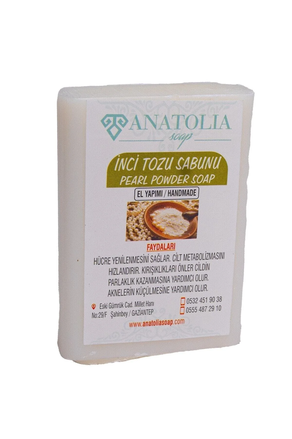 Anatolia Soap Inci Tozu Sabunu, Renk Eşitleyici Ten Açıcı Beyazlatıcı İnci Tozu