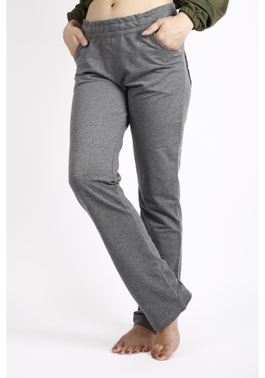 Kadın Gri Ön Arka Cep Gizli İpli Lastikli Rahat Pantolon Eşofman Altı 21kesapant 001