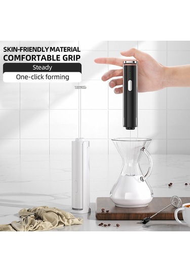Maiyame "şarj Edilebilir Katlanabilir Çift Başlı Elektrikli Süt Köpürtücü - Kahve, Krem Şanti Ve Yumurta Karıştırıcı" Siyah