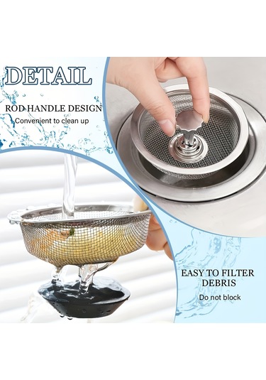 Paslanmaz Çelik Mutfak Lavabo Süzgeci - 8.13cm & 5.33cm Ağ, Banyo, Tuvalet & Makyaj Masası İçin Tıkanmaz Gümüş