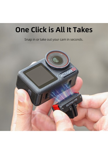 Djı Osmo Action 5 Pro / 4/3 Sunnylife Katlanabilir Manyetik Hızlı Bırakma Montaj Eylem Kamera Selfie Çubuğu Tripod Adaptörü Kam Standı Siyah