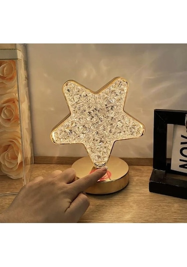 Usb Şarjlı Dokunmatik 3 Modlu Masa Üstü Yıldızlı Şarjlı Gece Lambası-1912 Çok Renkli