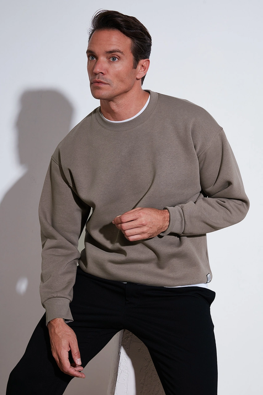 Buratti Regular Fit Bisiklet Yaka Şardonlu 2'Li Paket Erkek Sweat 5905255S2 Elma-Toprak